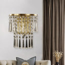 GobekUsa Modern Beveled Glass Crystal Semi-Rounded Wall Sconce Lamp in Brass - 1 Light Corridor Mount