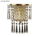 GobekUsa Modern Beveled Glass Crystal Semi-Rounded Wall Sconce Lamp in Brass - 1 Light Corridor Mount