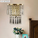 GobekUsa Modern Beveled Glass Crystal Semi-Rounded Wall Sconce Lamp in Brass - 1 Light Corridor Mount