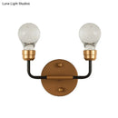 GobekUsa Modern Crystal 2-Light Brass Wall Light - Bulb Shaped Sconce Lamp for Bedroom & Living Room, Warm/White Light