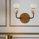 GobekUsa Modern Crystal 2-Light Brass Wall Light - Bulb Shaped Sconce Lamp for Bedroom & Living Room, Warm/White Light