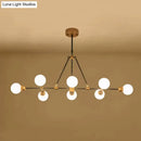 GobekUsa Brass Finish Island Light with Orb Shade - 8-Light Metal Hanging Lamp for Dining Room