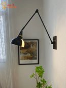 GobekUsa Brass Black Swing Arm Wall Lamp LED E14 for Kitchen Study Bedroom