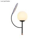 GobekUsa Contemporary Black Round Wall Lighting: 1-Light Sconce with White Frosted Glass, Mirror Deco - Ideal Bedside Fixture