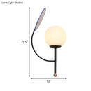 GobekUsa Contemporary Black Round Wall Lighting: 1-Light Sconce with White Frosted Glass, Mirror Deco - Ideal Bedside Fixture
