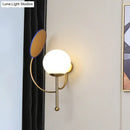 GobekUsa Contemporary Black Round Wall Lighting: 1-Light Sconce with White Frosted Glass, Mirror Deco - Ideal Bedside Fixture
