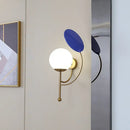 GobekUsa Contemporary Black Round Wall Lighting: 1-Light Sconce with White Frosted Glass, Mirror Deco - Ideal Bedside Fixture