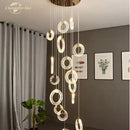 GobekUsa Bubble Crystal LED Chandelier Stainless Steel Pendant Light for Bedroom Living Room