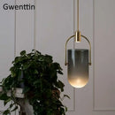 GobekUsa Bucket Glass Pendant Lamp LED Modern Hanging Lights for Dining Room Kitchen Home Décor