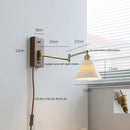 GobekUsa Canopy LED Wall Light, Walnut Ash Wood, Pull Chain Switch, Left Right Rotate