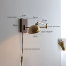 GobekUsa Canopy LED Wall Light, Walnut Ash Wood, Pull Chain Switch, Left Right Rotate