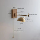 GobekUsa Canopy LED Wall Light, Walnut Ash Wood, Pull Chain Switch, Left Right Rotate