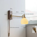 GobekUsa Canopy LED Wall Light, Walnut Ash Wood, Pull Chain Switch, Left Right Rotate