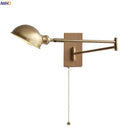 GobekUsa Canopy LED Wall Light, Walnut Ash Wood, Pull Chain Switch, Left Right Rotate