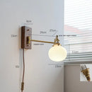 GobekUsa Canopy LED Wall Light, Walnut Ash Wood, Pull Chain Switch, Left Right Rotate
