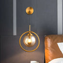 GobekUsa Modern Brass Wall Sconce with Glass Sphere Shade for Bedside Lighting