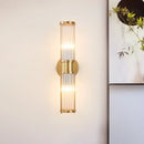 GobekUsa Modern Brass Linear Wall Lamp with Clear Crystal Sconce - 2 Lights, Stylish Design