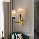 GobekUsa Modern Brass Sconce Light with Clear Glass Shade - Wall Mounted 1/2-Light for Living Room