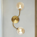 GobekUsa Modern Brass Wall Lamp Sconce with Clear/Tan Glass - Ball Stairway 2-Light LED