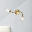 GobekUsa Modern Brass Wall Lamp Sconce with Clear/Tan Glass - Ball Stairway 2-Light LED