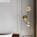 GobekUsa Modern Brass Wall Lamp Sconce with Clear/Tan Glass - Ball Stairway 2-Light LED