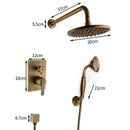 GobekUsa Brass Concealed 3 Way Shower System Set Wall Mounted Rain Mixer Tap