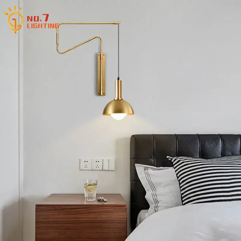 GobekUsa Copper Adjustable Wall Lamp LED E27 for Living Room, photo 4 of 17