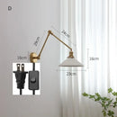 GobekUsa Copper Swing Arm Wall Lights Sconce Up Down LED Modern Ceramic Lampshade