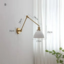 GobekUsa Copper Swing Arm Wall Lights Sconce Up Down LED Modern Ceramic Lampshade