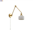 GobekUsa Copper Swing Arm Wall Lights Sconce Up Down LED Modern Ceramic Lampshade