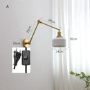 GobekUsa Copper Swing Arm Wall Lights Sconce Up Down LED Modern Ceramic Lampshade