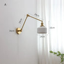 GobekUsa Copper Swing Arm Wall Lights Sconce Up Down LED Modern Ceramic Lampshade