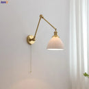 GobekUsa Copper Swing Arm Wall Lights Sconce Up Down LED Modern Ceramic Lampshade