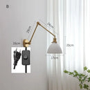 GobekUsa Copper Swing Arm Wall Lights Sconce Up Down LED Modern Ceramic Lampshade