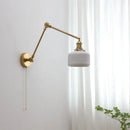 GobekUsa Copper Swing Arm Wall Lights Sconce Up Down LED Modern Ceramic Lampshade