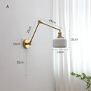 GobekUsa Copper Swing Arm Wall Lights Sconce Up Down LED Modern Ceramic Lampshade