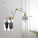 GobekUsa Copper Swing Arm Wall Lights Sconce Up Down LED Modern Ceramic Lampshade