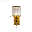 GobekUsa Modern Cuboid Wall Light Sconce with Crystal Block, 1-Bulb Brass Fixture