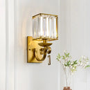 GobekUsa Modern Cuboid Wall Light Sconce with Crystal Block, 1-Bulb Brass Fixture