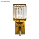 GobekUsa Modern Cuboid Wall Light Sconce with Crystal Block, 1-Bulb Brass Fixture
