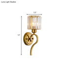 GobekUsa Modern Crystal Cylinder Wall Sconce with Brass Mount