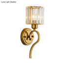 GobekUsa Modern Crystal Cylinder Wall Sconce with Brass Mount
