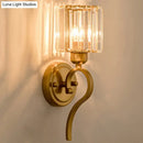 GobekUsa Modern Crystal Cylinder Wall Sconce with Brass Mount