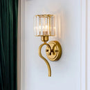 GobekUsa Modern Crystal Cylinder Wall Sconce with Brass Mount