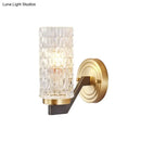GobekUsa Simplicity Crystal Flush Wall Sconce with 2 Lights - Brass Bedside Fixture