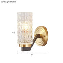 GobekUsa Simplicity Crystal Flush Wall Sconce with 2 Lights - Brass Bedside Fixture