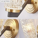 GobekUsa Simplicity Crystal Flush Wall Sconce with 2 Lights - Brass Bedside Fixture
