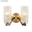 GobekUsa Simplicity Crystal Flush Wall Sconce with 2 Lights - Brass Bedside Fixture