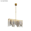 GobekUsa LED Island Light with Brass Finish & Crystal Flute Design - Stylish Hanging Lamp for Tables