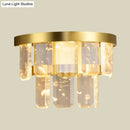 GobekUsa Modern Crystal LED 2-Layer Hallway Sconce Wall Mount Lamp in Brass